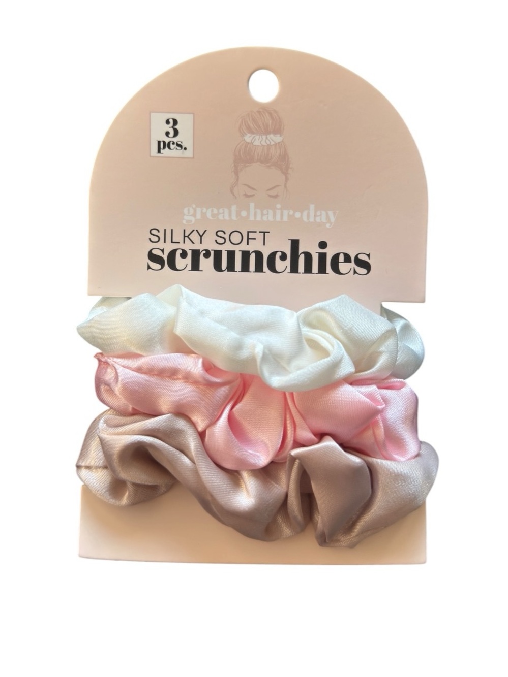 Great Hair Day Women’s 3 Piece Satin Hair Scrunchies NWT